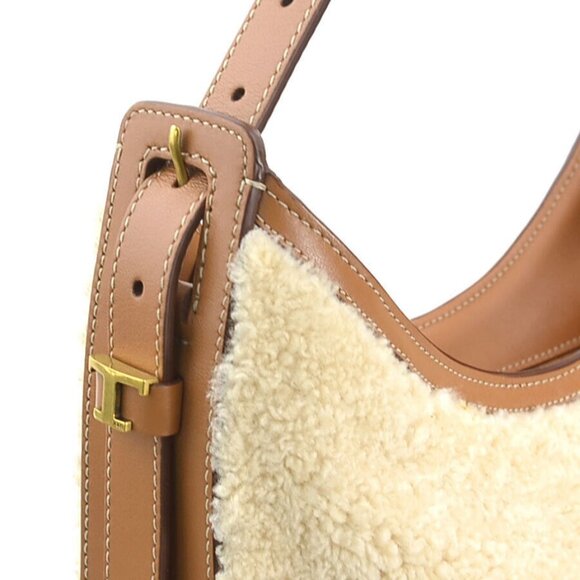 Auth TOD’S Shoulder Bag Beige/Brown Bore/Leather - Picture 6 of 15